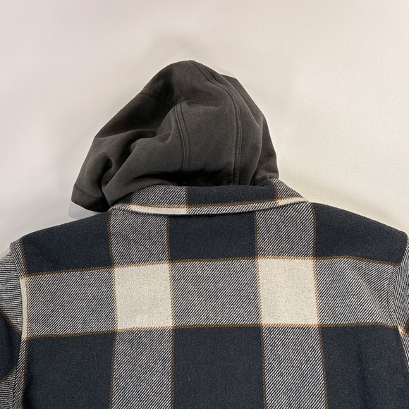 Brixton Men’s Plaid Wool Blend Jacket With Removable Hood XL - Picture 9 of 11